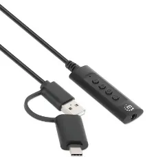 Divisor Audio Manhattan 153560 Usb-c & Usb-a A Usb-a & 3.5 Mm, 1 M, Negro