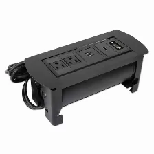 Barra De Contactos Manhattan Caja De Conexión Para Mesa 100 - 240 V, 1.5 M, 2 Salidas Ac, Negro