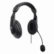 Diadema Manhattan 179843, Microfono Boom, Conectividad Alambrico, Conector Usb 3.1, Color Negro
