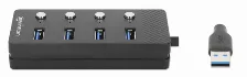 Hub Usb Manhattan, 4 Puertos, Cable 1.5 M, Velocidad 5000 Mbit/s, Usb A, 5gbps, Color Negro