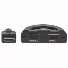Switch Manhattan Hdmi 1.3 De 2 Puertos, 2x Hdmi Hembra 1x Hdmi Macho, (207416) Negro