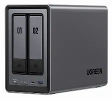 Nas Ugreen Dxp2800, Ugos Pro, Intel N100, Ram 8gb Ddr5, Sata, 2 Bahias Soporta 48tb (no Incluye Disco), Gris