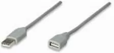 Cable Extension Usb Manhattan Usb-a Macho A Usb-a Hembra, 3 Metros, Gris