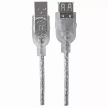 Cable Manhattan Extensión De Alta Velocidad Usb 2.0, Usb A Macho - Usb A Hembra, 4.5 Metros, (340502) Plateado