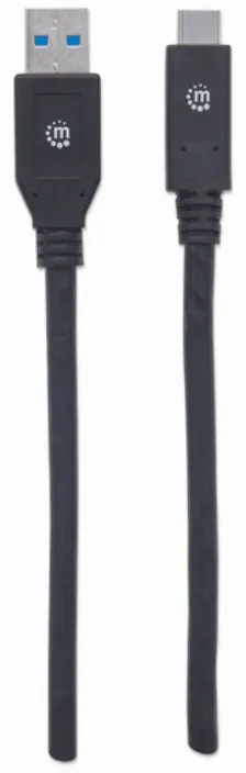 Cable Manhattan, Usb A 3.1 Macho - Usb C 3.1 Macho, 3 Metros,(354981) Negro
