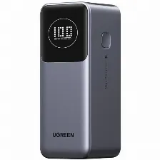 Power Bank Ugreen Nexode 12000mah, Hasta 100w, Pantalla Inteligente, 1x Usb-a, 1x Usb-c, Gris