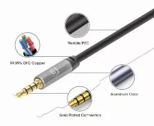 Cable De Audio Manhattan Cable Auxiliar De Audio Estéreo 3,5mm A 3,5mm, 5 M, Negro, Plata