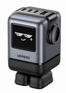 Cargador Ugreen Uno 100w, Gan, 3x Usb-c, 1x Usb-a, Carga Rapida, Pantalla Inteligente, Negro/gris