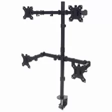 Soporte Manhattan Para 4 Monitores 13 Pulg - 32 Pulg, Hasta 32kg,(461566) Negro
