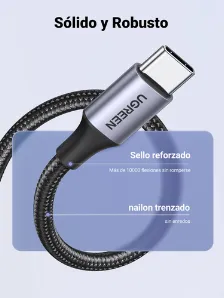 Cable Usb Ugreen Usb-a A Usb-c, 18w, 480 Mbps, 1 Metro, Negro/gris