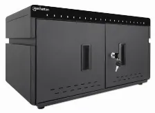 Armario De Carga Manhattan 715959 Gabinete De Manejo De Dispositivos Portátiles, Color Negro, Ubicación Mesa, Soporta 20 Dispositivos, Compatibilidad Con Smartphone, Tableta, Usb Tipo C, Protección...