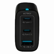 Cargador De Pared Acteck Energon Plus Cp440 40w, Gan, 2xusb-c, 1xusb, Negro