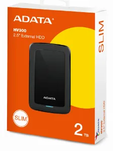 Disco Duro Externo Adata Ahv300 2tb, 2.5 Pulgadas, Usb 3.1, Slim, Color Negro