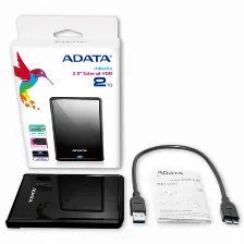 Disco Duro Externo Adata Hv620s 2tb, 2.5 Pulgadas, Usb 3.1, Slim, Color Negro