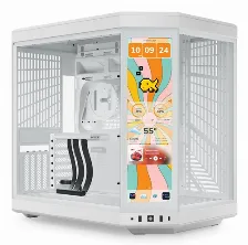 Gabinete Hyte Y70 Touch Infinite Midi Tower, Doble Camara, Pantalla Tactil Lcd De 14.1 Pulgadas, Sin Fuente, Color Blanco