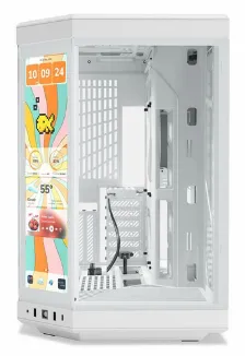 Gabinete Hyte Y70 Touch Infinite Midi Tower, Doble Camara, Pantalla Tactil Lcd De 14.1 Pulgadas, Sin Fuente, Color Blanco