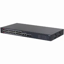 Dahua Cs4226-24et-240 - Switch Poe De 26 Puertos/ 24 Puertos Poe 10/100/ 2 Uplink 10/100/1000 + 2 Puertos Sfp/ 240 Watts Totales/ / Administrable En La Nube Por Dolynk Care/ Poe Hasta 250 Metros/ C...