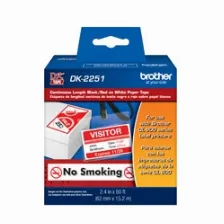 Cinta Brother Dk-2251 Negro Y Rojo Sobre Blanco, 6.2 Cm, 15.2 M