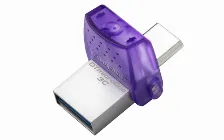 Memoria Usb Kingston Technology Datatraveler Microduo 3c 256 Gb Usb Type-a / Usb Type-c, 3.2 Gen 1 (3.1 Gen 1), Color Acero Inoxidable, Púrpura