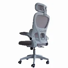 Silla Gerencial Modamob Modelo Polar, Respaldo Y Cabecera De Malla, Piston De Gas C3 120kg, Reposabrazos, Soporte Lumbar, Color Gris.