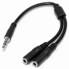 Adaptador Divisor De Auriculares Startech (muy1mffs), 1x Miniplug 3,5mm 3 Pines Macho A 2x Mini-jack 3 Pines Hembra, Color Negro