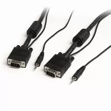 Adaptador Vídeo Startech.com Vga (d-sub) + 3,5mm A Vga (d-sub) + 3,5mm, 7.62 M, Negro