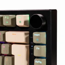 Teclado Naceb Technology Na-0969 Inalámbrico Y Alámbrico, Usb + Rf Wireless + Bluetooth, Interruptor Mecánico, Led Rgb, Beige, Negro