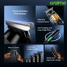 Rasuradora Oraimo Smarttrimmer Inalambrica, 4 Peines, Cuchillas Acero Inoxidable, Carga Usb-c