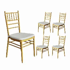 Paquete De 5 Sillas Modamob Modelo Tiffany, Metalica, 161cm X 40cm X 46cm, 26.5 Kg, Incluye Asientos Acolchados, Color Dorado Ligero Rayon