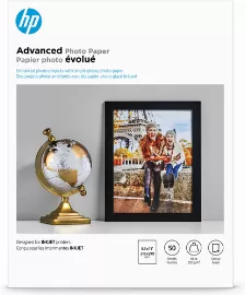 Papel Fotografico Hp Advanced Photo Paper, Glossy, 65 Lb, 8.5 X 11 In (216 X 279 Mm), 50 Sheets, Brillo, Blanco, 50 Hojas, Funciona Con Impresoras De Inyección De Tinta, Optimizadas Para Tinta Orig...