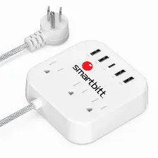 Multicontactos Smartbitt 125v, 1.5 M, 3 Contacto Nema 5-15r, Blanco
