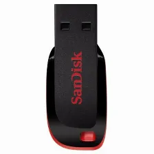 Memoria Usb Sandisk Cruzer Blade 64gb, 2.0, Factor De Forma Sin Tapa, Color Negro/rojo