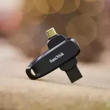 Memoria Usb Sandisk 128gb, Usb-c/usb-a, Dual Drive, Giratoria, Phone Drive, Color Negro