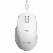 Mouse Inalambrico Stylos Stpmoi8w, 7 Botones, 1600 Dpi, Recargable, Blanco