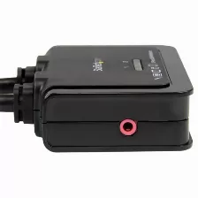 Switch Conmutador Kvms Startech.com (sv211hdua) 2 Puertos Hdmi, Usb Audio Con Cables Integrados, Resolución 1920x1200, Diseño Compacto, Color Negro