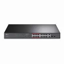 Switch Tp-link Tl-sl1218mp No Administrado, Rj-45 16, Fast Ethernet (10/100), (poe +) 16, Negro