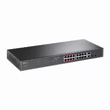 Switch Tp-link Tl-sl1218mp No Administrado, Rj-45 16, Fast Ethernet (10/100), (poe +) 16, Negro