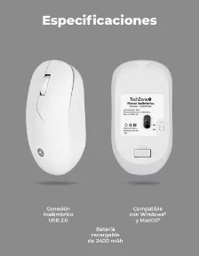 Mouse Techzone Tzacmoi49 3 Botones, 1200 Dpi, Rf Inalámbrico, 10 M, Blanco