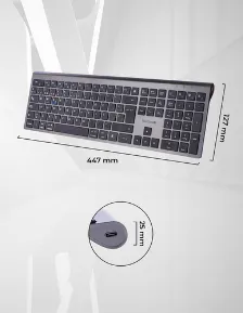 Teclado Techzone Tzactcb01 Inalámbrico, Rf Inalámbrico + Bluetooth, Negro, Plata