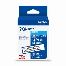 Cinta Brother Tze-241g Negro Sobre Blanco, 1.8 Cm, 8 M