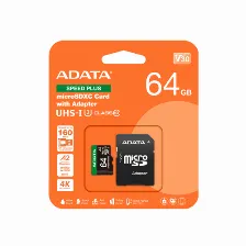 Memoria Micro Sd Adata Speed Plus, 64 Gb, Velocidad 160 Mb/s, Class 10