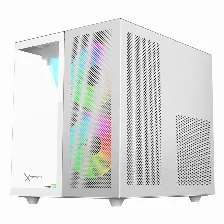 Gabinete Gamer Xzeal Cubo, Argb, Ventana Cristal, 2 Ventiladores Front, Ventilador Trasero 120mm, Blanco, Caja Abierta