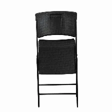 Pack De 6 Sillas Plegables Modamob, Modelo Bosc, Reforzadas, Plastico Con Terminado Tipo Mimbre Color Negro