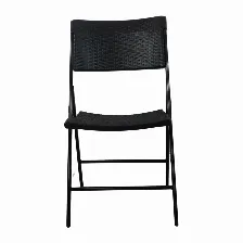 Pack De 6 Sillas Plegables Modamob, Modelo Bosc, Reforzadas, Plastico Con Terminado Tipo Mimbre Color Negro