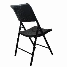 Pack De 6 Sillas Plegables Modamob, Modelo Bosc, Reforzadas, Plastico Con Terminado Tipo Mimbre Color Negro